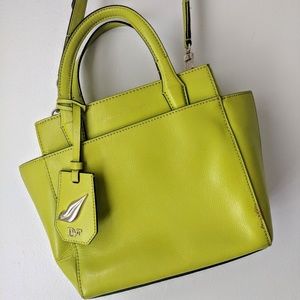 DVF lime green leather crossbody bag